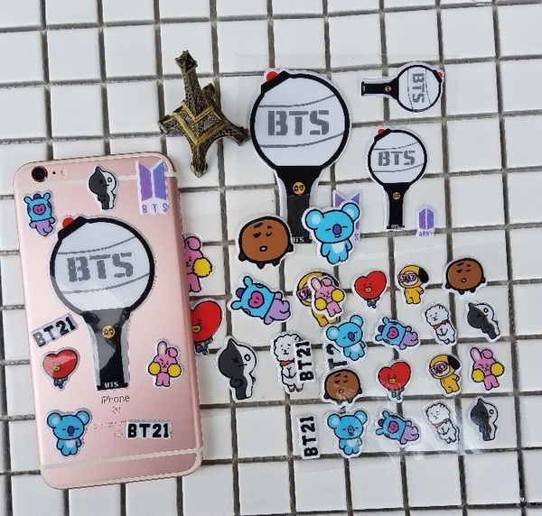 popular 23 stickers sheet new bts bt21 cute mobile phone sticker photo paster new hot wish
