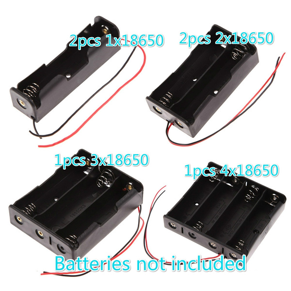 Black Plastic Box 3.7V 3x 18650 Battery Holder Storage Case with Lead Wire 