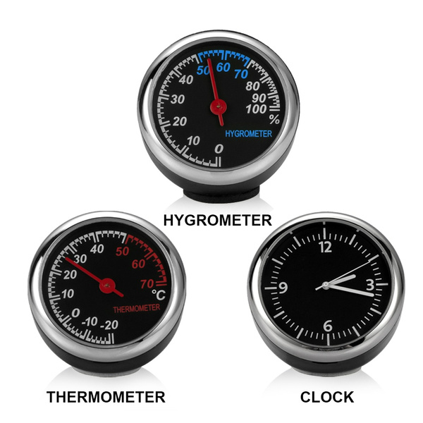 Thermomètre Automobile, Anti-Rayures Thermomètre Hygromètre Mini Automobile  Décoration Ornement Voiture Horloge Numérique Quartz Auto Montre
