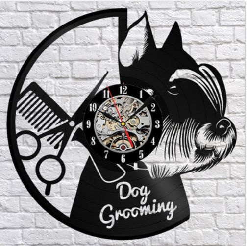 Dog Grooming Salon Vinyl Record Wall Clock Handmade Home Decor OriginalGift 3119 