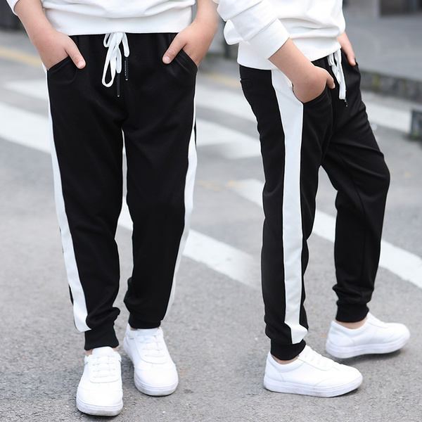 Fashion Children & Teenage Spring Striped Sport Pants Boys & Girls Fashion  Jogger Pants Kids Casual Sweat Trousers 2 Colors 7-14 Years