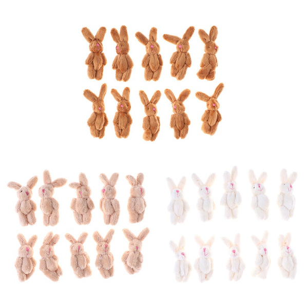 10pc 3 colors Mini Joint Rabbit Pendant Plush Bunny For Key Chain Bouquet Toy M& 