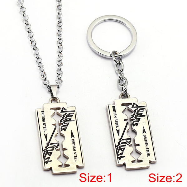 Necklace for Men Music Band Judas Priest Necklace Razor Blade Shape Pendant Necklaces Friendship Gift Jewelry Accessories 