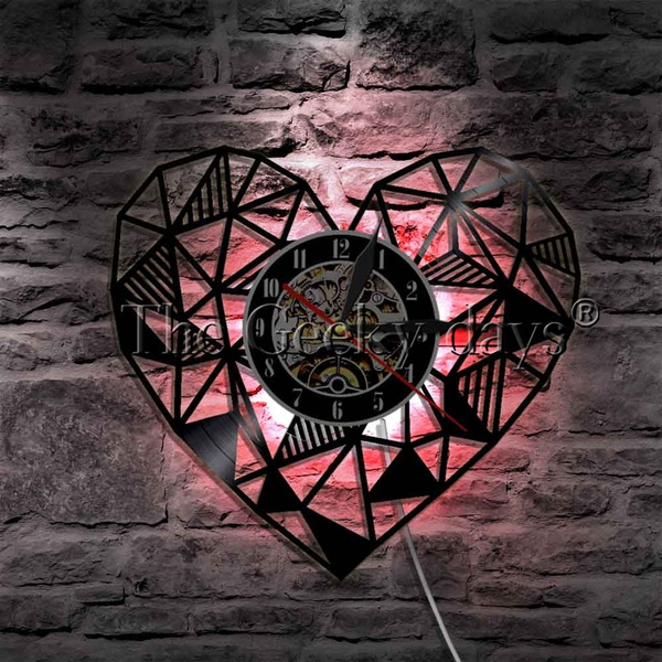 Geometric heart painting on record