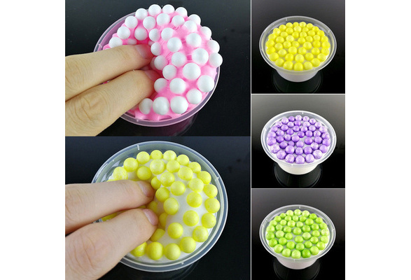 100ml Rainbow Fluffy Crunchy Foam Beads Kids Anti-stress Toys Slime Relax  (Random color)