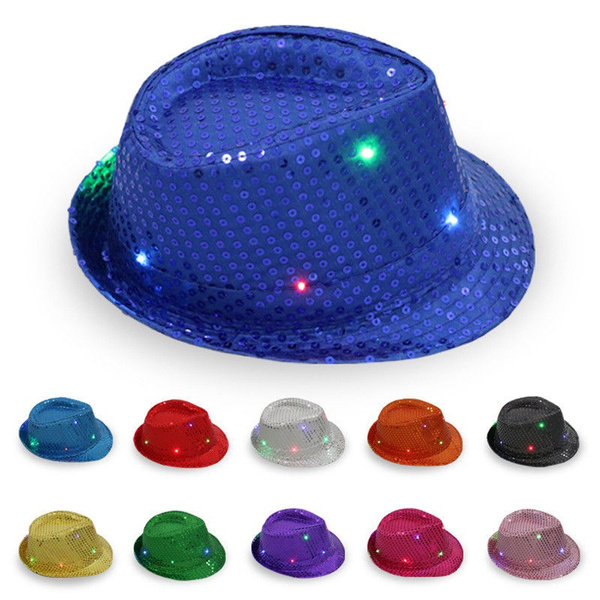 Mens Hot Flashing Light Up Led Fedora 