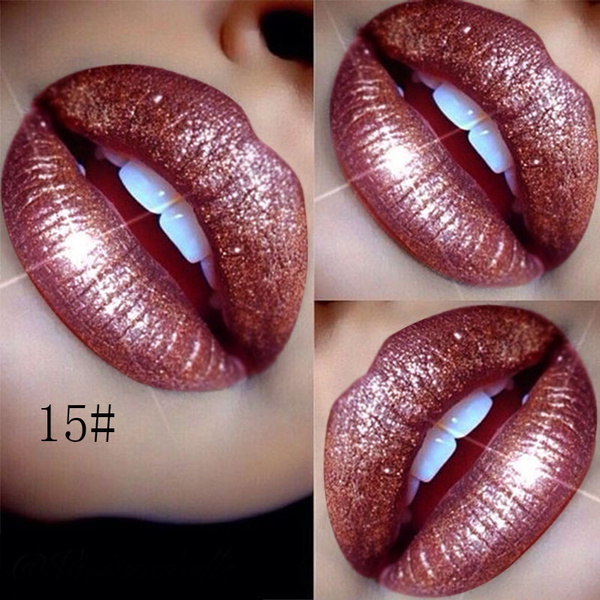 1pc Diamond Pearl Matte Liquid Lipstick 18 Colors Shimmer Glitter Lip Gloss Nude Make Up 