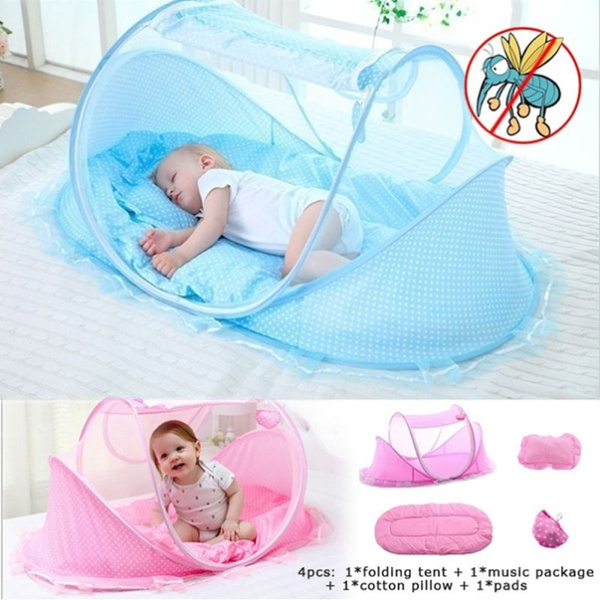 Portable Foldable Baby Crib Travel Mosquito Net Tent Mattress Outdoor 