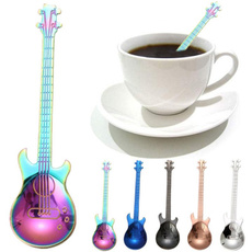 Stainless Steel Guitar Spoons Rainbow Coffee&Tea Spoon Flatware Drinking Tools  