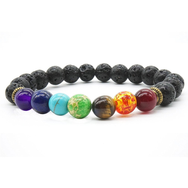 Shop Story Bracelet Guerison Des 7 Chakras En Pierres De Lave Wish