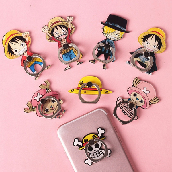 New Japanese Anime One Piece 360 Degree Acrylic Alloy Phone Drop Resistance Finger Ring Mobile Phone Stand Holder Wish