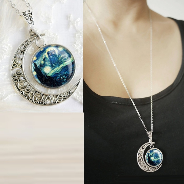 Dr Who Crescent Moon Necklace Necklace TARDIS Doctor Who Necklace ...