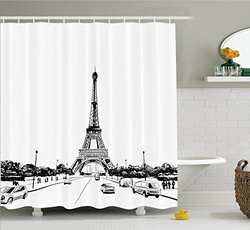 Bathroom, Waterproof, Shower Curtains, Eiffel Tower