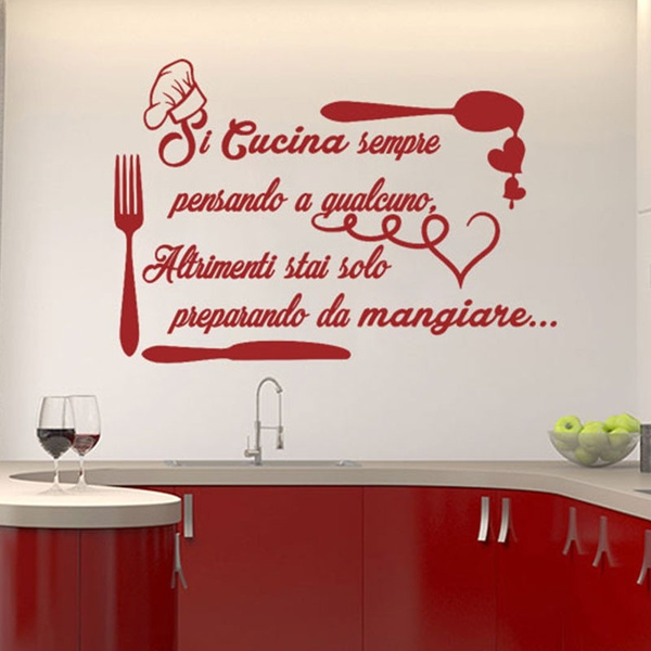 Fashion grandi adesivi murali cucina Si cucina sempre-(80cmx55cm)