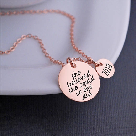 College Graduation Gift for Her, She Believed She Could So She good Did, Rose Gold Necklace, Congratulations Gift, Gifts for Her, Rose Gold