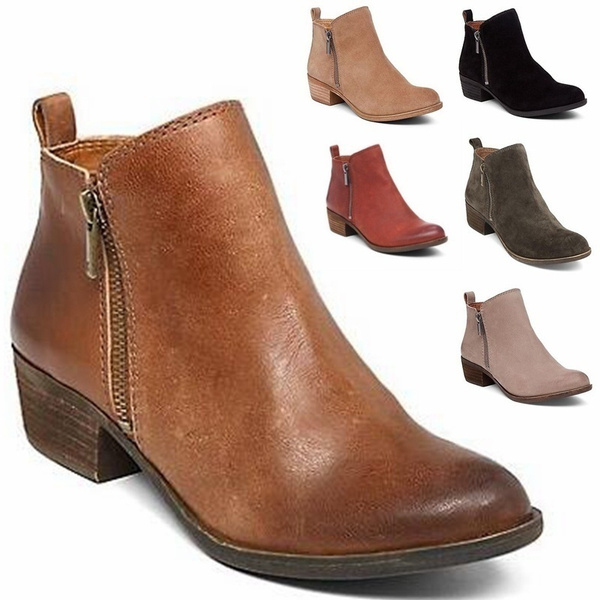 women's suede ankle boots low heel