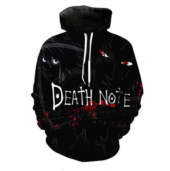 Anime Black Hoodies 18 New Arrival Men 3d Death Note Letter Printed Sweatshirts Hoodie Casual Pocket Pullover Coat Unisex Plus Size S38 Wish