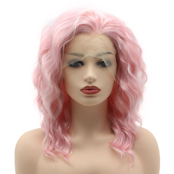 curly short pink wig