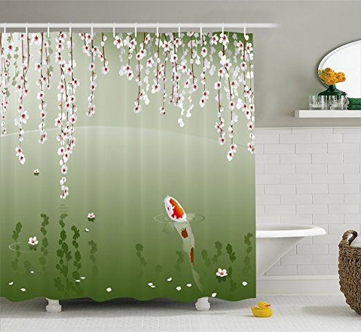 Koi Fish Shower Curtain By Lunarable, Koi Shower Curtain
