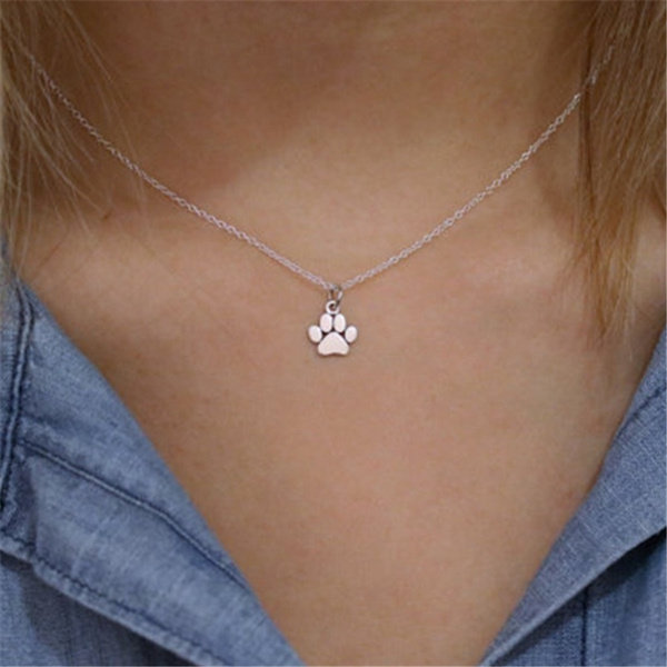 JoycuFF Pet Memorial Name Necklace Personalized Rose Gold Dog Pawprint Necklace Sympathy Gifts for a Grieving Pet Owner Remembrance Jewelry for Pet Lovers 