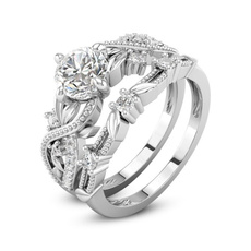 DIAMOND, wedding ring, Silver Ring, flowerring