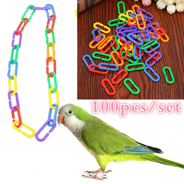 100 Pcs Plastic C-Clips Hooks Chain Links Sugar Glider Rat Parrot Bird Toy Parts 