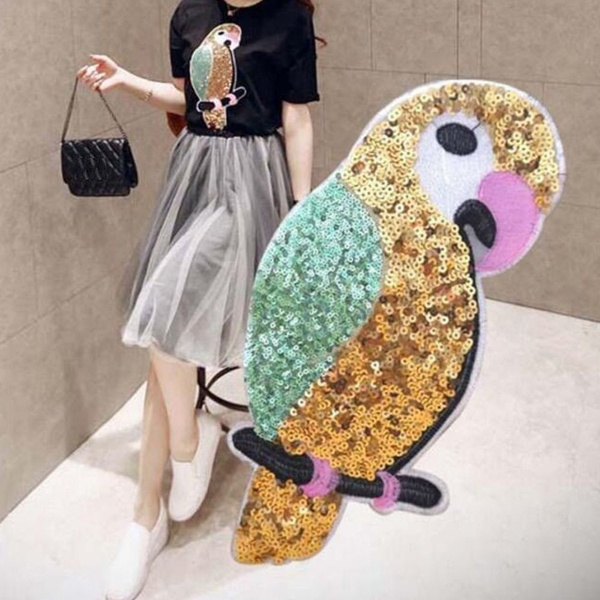 Motif Badge Sequins Patches Clothes Patch Embroidery Patch Parrot Patches