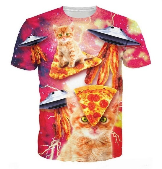 Summer Anime T Shirt New Fashion Womens Mens Cartoon Bacon Pizza Space Cats Funny 3d Print Casual T Shirt Wish - orange bacon t shirt roblox