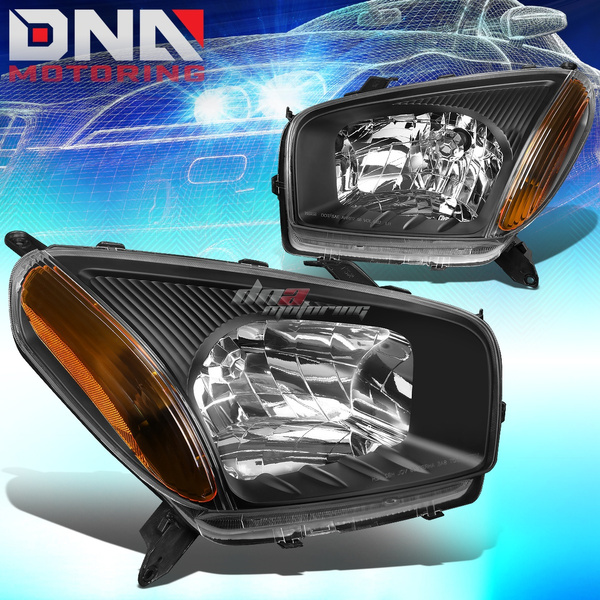 For 2001 to 2003 Toyota RAV4 Headlight Black Housing Amber Corner Headlamp  02 XA20 2nd Gen Left + Right