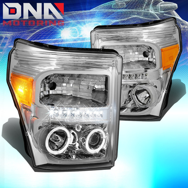 DNA Motoring Dual Halo Projector Headlights For Ford F-250/F-350 2011-2016 – Chrome