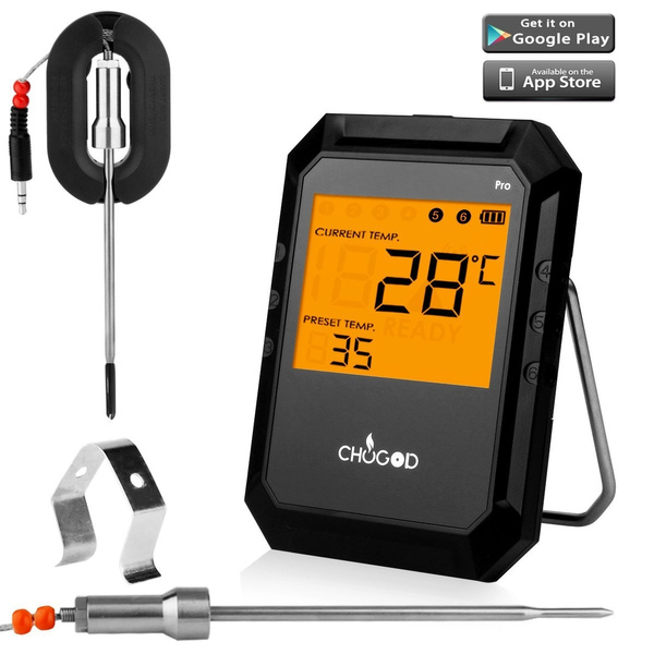 Meat Thermometer, Bluetooth Digital Cooking Thermometer WEINAS 6-Probe-Ports  Alarm Monitor BBQ Grill Thermometer, IMPROVED Stainless Steel Probes  Wireless Thermometer for Food Smoker Oven Kitchen