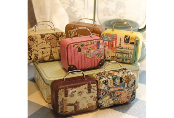 Details about   Europe Type Style Vintage Suitcase Shape Candy Storage Box Wedding Favor Tin Box