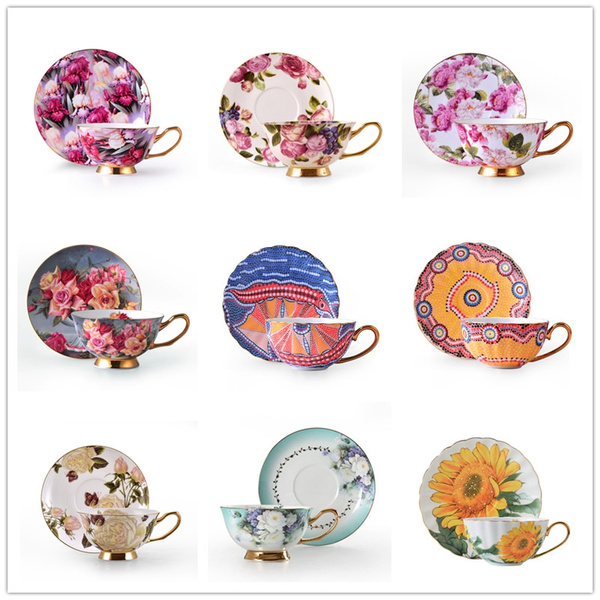 Fine Bone China Cups and Saucers Creative Gifts Kitchen Tea Set Bone