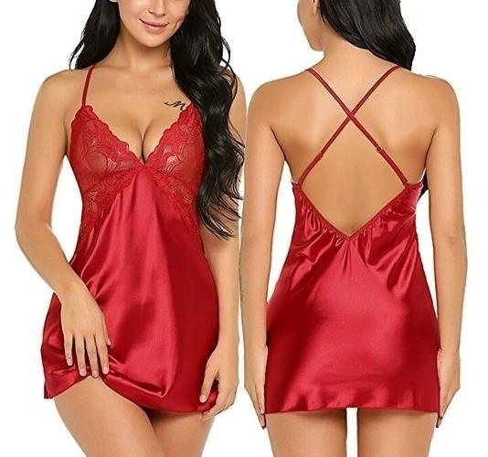 Women Sexy Lingerie V Neck Nightwear 