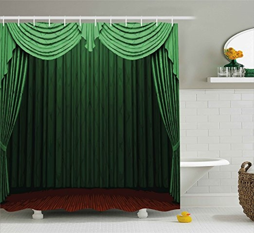 Green Decor Shower Curtain Art Theme, Lime Green Shower Curtain Set
