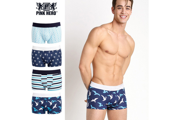Pink Hero Men Underwear/Boxer Shorts Cotton Sleepwear pants Seagulls Trees  printing fashion Pants Gay U Convex Crotch Shorts Hot | Wish