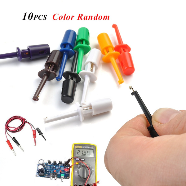 Colorful 10pcs Multimeter Lead Wire Test Probe Hook Clip Set Grabbers Connectors 