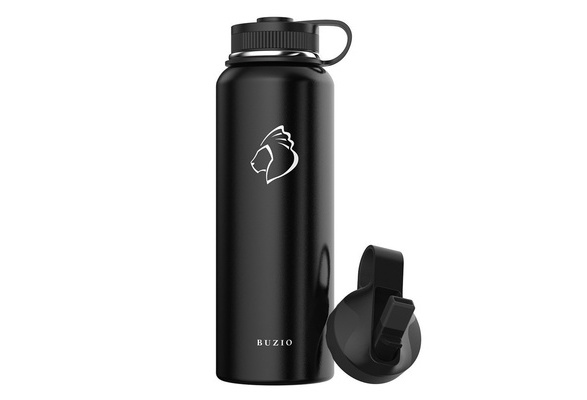 BUZIO Insulated Wide Mouth Straw Water Bottle Thermo Flask