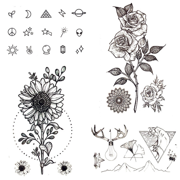 COKTAK 59 Sheets Sexy 3D Rose Flower Temporary Tattoos For Women Girls Arm  Neck Snake Floral Sunflower Leaf Peony Fake Tattoo Sticker Adult Black  Realistic Temp Tatoos Moon Dandelion Butterfly Thigh