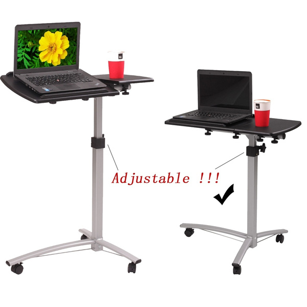 New Height Adjustable Rolling Laptop Desk Hospital Table Cart Over Bed ...