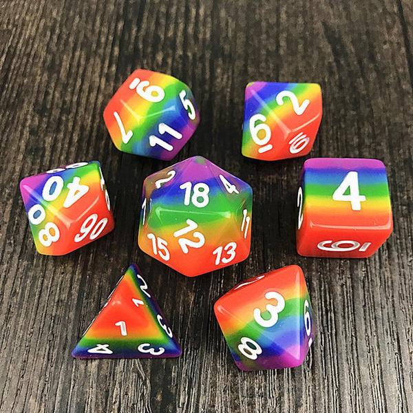 rainbow polyhedral dice