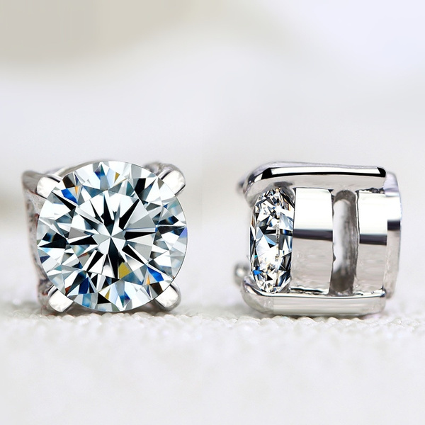 Fashion 6mm Round CZ Clip On Ear Stud Earrings No Piercing for Women Girl Wish