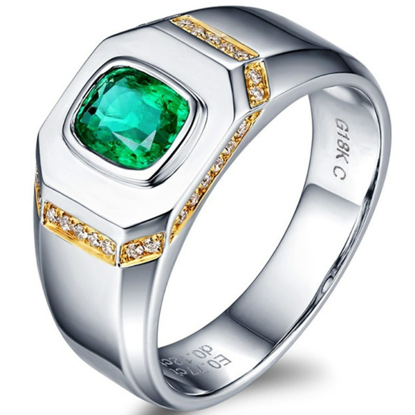 Business Men Fashion Ring Green Zircon Ring Wedding Engagement Party ...