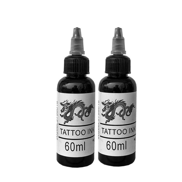 2 Bottles 2OZ Tattoo Ink Black Ink Pigment Set Kits Body Art 60 ml