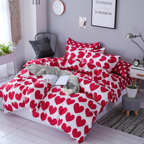 Twin Queen King Size 1pc Duvet Cover, Red And White King Size Bedding