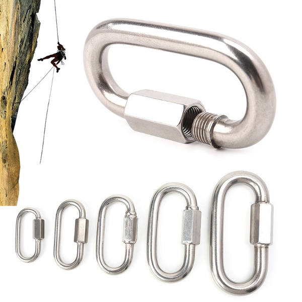 Stainless Steel Screw Lock Climbing Gear Carabiner Quick Links Safety Snap  Hook MSD
