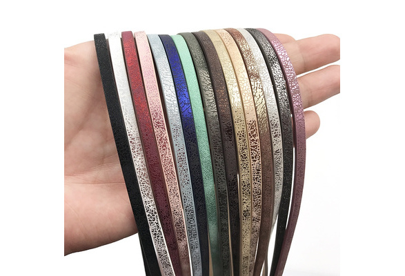 Flat Braided Leather Cord Coffee Leather Cord String for Bracelets  Decorative DIY Female and Male Jewelry 1 Roll