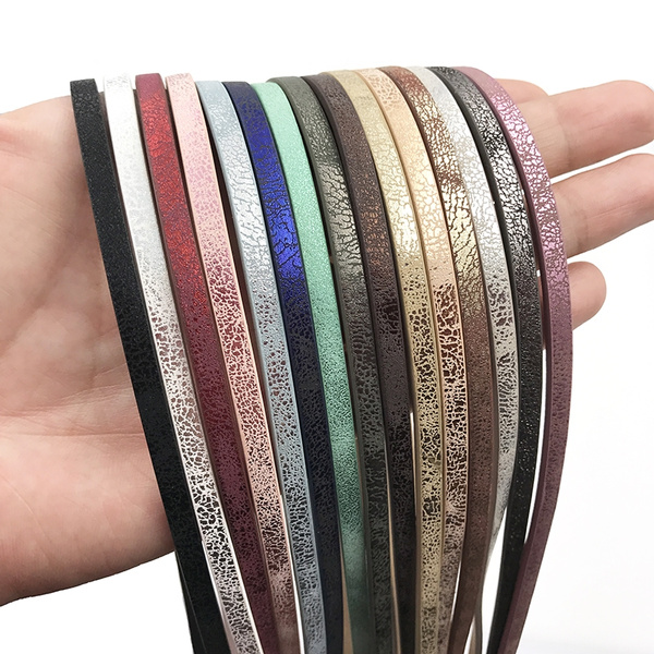 1meter 5*2mm Flat PU Leather Cord & Rope Diy Jewelry Findings Accessories  Fashion Jewelry Making Materials for Bracelet