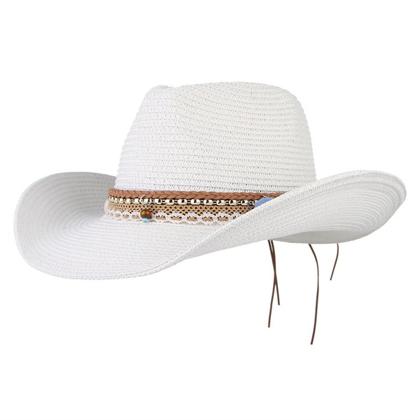 Unisex Summer Sun Hat Straw Cowboy Hat 