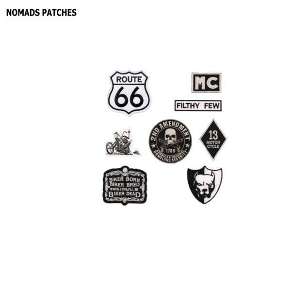 NOMADS 8 Pieces/Lot Motorcycle Jacket Biker Iron On Vest Patches